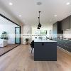 Engineered Oak Flooring installation project, Space: Kitchen, Miami Beach, Florida.Martinez Wood Floors Inc.